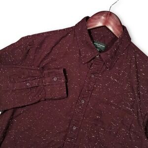 EUC Club Monaco Burgundy Speckled Slim Flannel Button Down Shirt Men's M